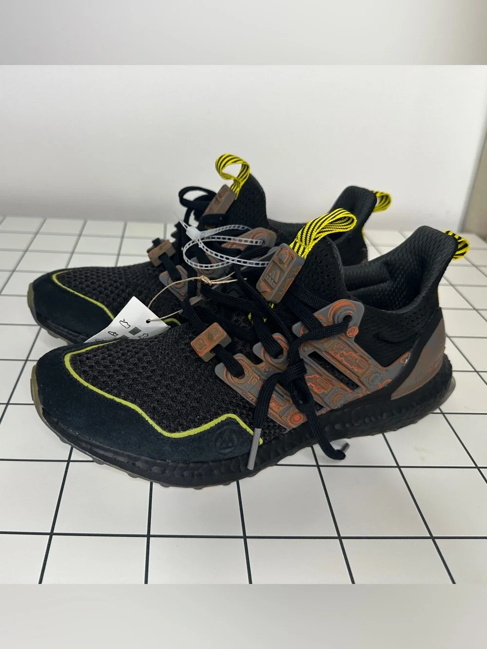 Adidas Boost Fortnite Collab Men's Black Sneakers with Neon Yellow Accents 8M